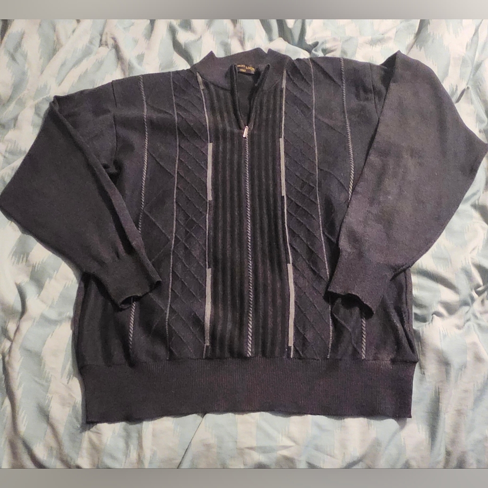 Vintage ĺ Sergio Louis 1/4 Zip Knit Sweater Men's XL Made In Italy
